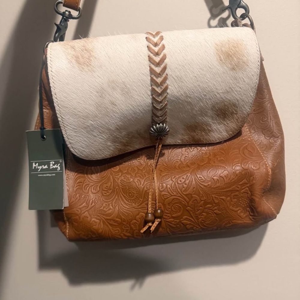 Myra Bag Tan and Cream Shoulder Bag